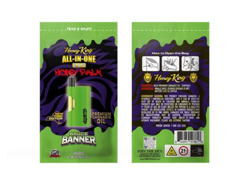 Bruce Banner (Hybrid) honey king disposable, honey king disposable review, honey king 2.5 gram disposable,