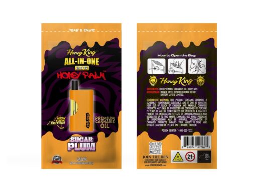 Sugar Plum(Sativa) honey king disposable, honey king disposable review, honey king 2.5 gram disposable,